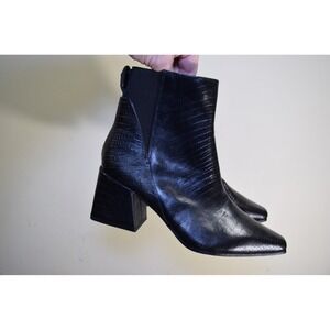 Franco Sarto Sandria Ankle Boot Black Reptile Print Leather Ankle Booties 7M